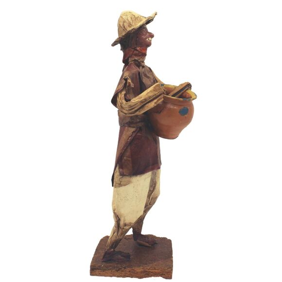 Vintage Mexican Folk Art Handmade Paper Mache Sculpture Man Villager Figurine - Picture 4 of 5